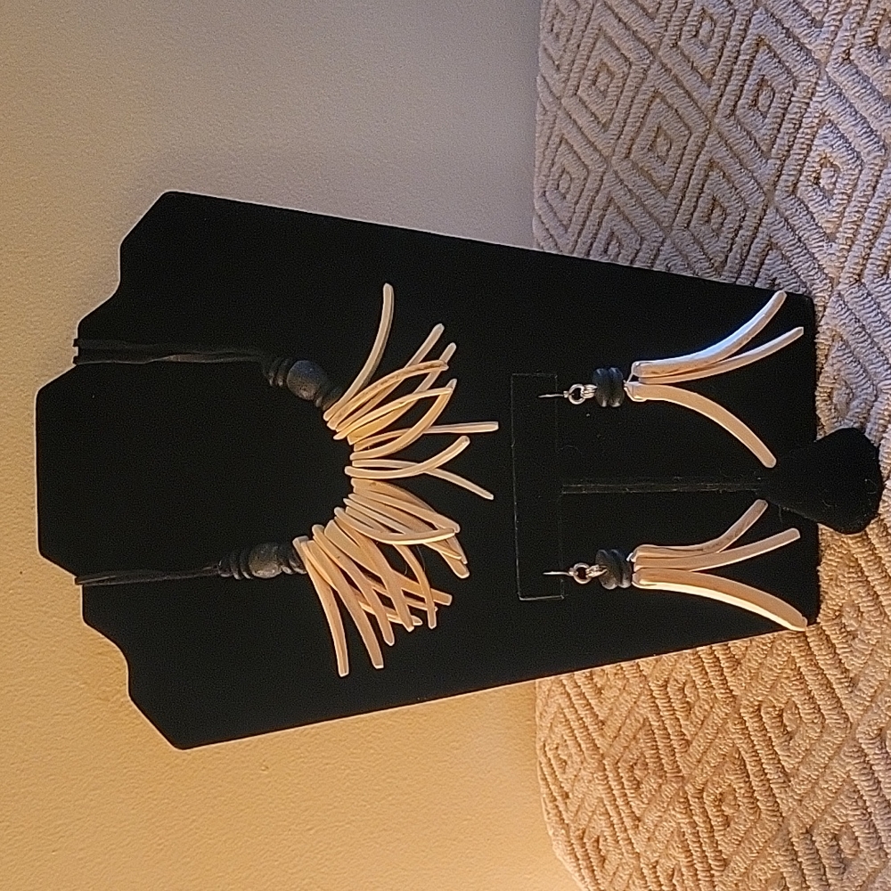 Handmade coconut shell necklace and earrings